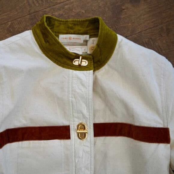 Tory Burch Cadyn Barn Jacket Natural Canvas Tone Toggle Button Womens Size 8 - Picture 5 of 10